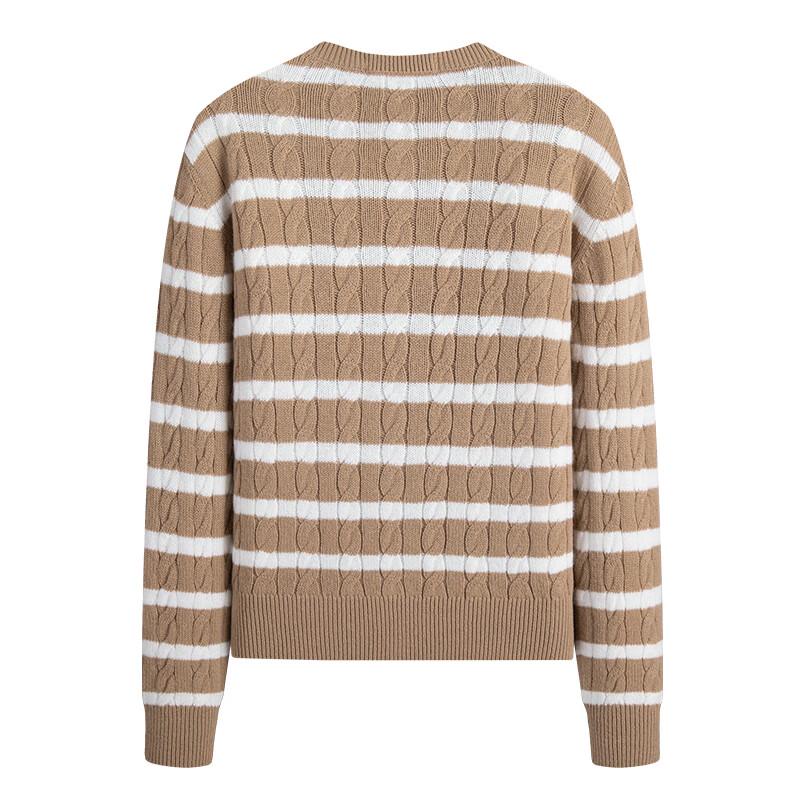 Navigare Women's Striped Crew Neck Knit Cardigan