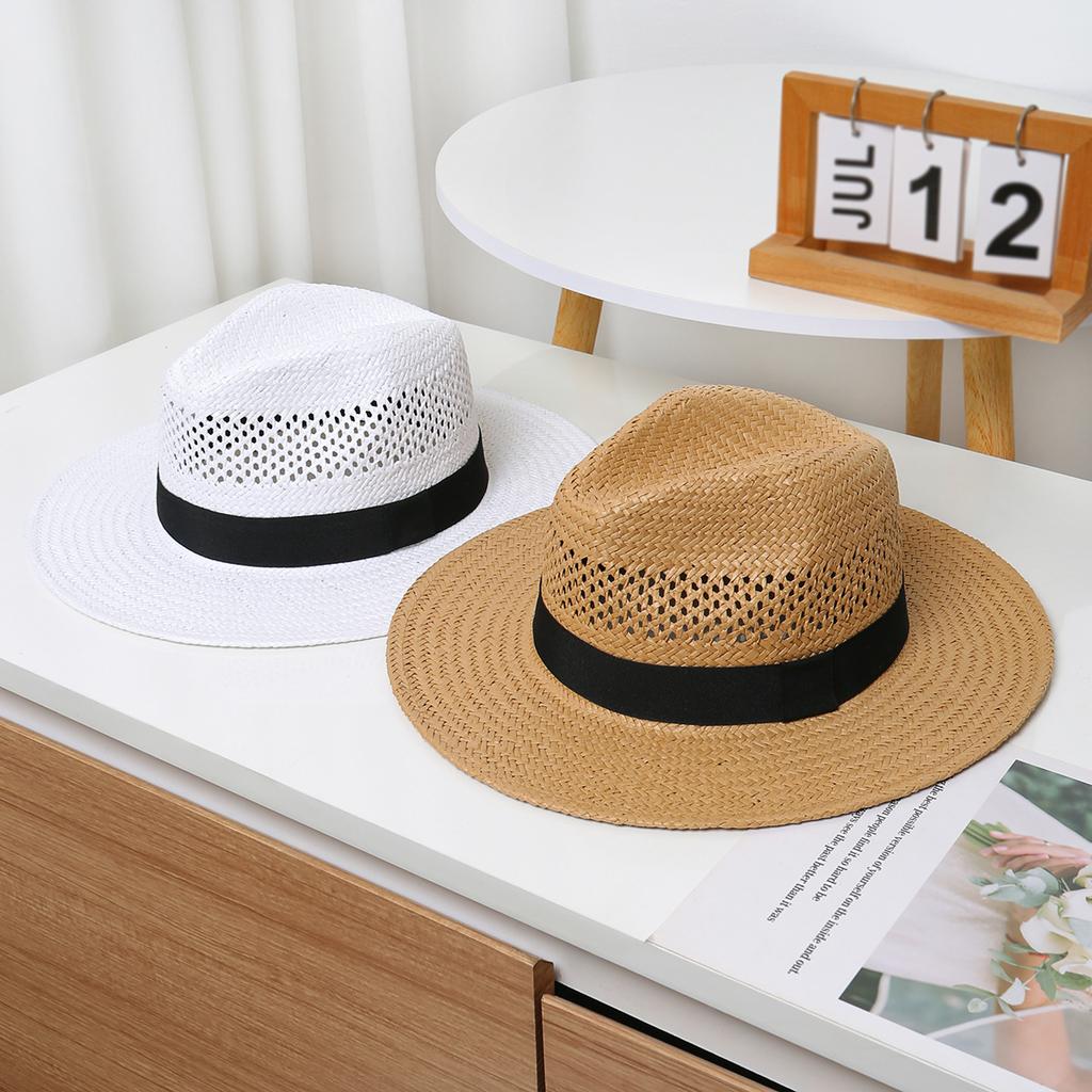 Spring And Summer White Men'S Hat Sun Protection Beach Hat Women'S Summer Jazz Hat Trendy Panama Hat