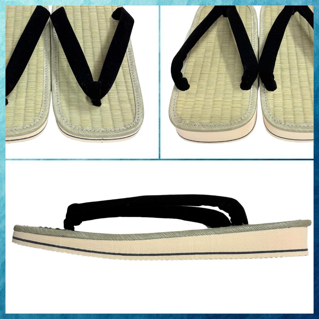 Edoten Geta Sponge Igusa Made in Black Size 4L Sandals, Sole, Tatami, Japan, Straps, (30cm)