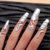 1pcs Fingernail Anel Top Grade Micro CZ Anillos Mujer Pave Adjustable Nail Infinity Rings For Women  Silver   JZ66