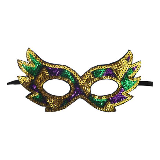 Purple Green Yellow Sequin Mardi Gras Masque Masquerade Venetian Carnival Half Face Masque