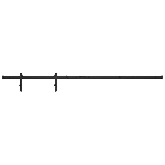 Sliding Cabinet Door Kit - vidaXL - 183 Cm - Carbon Steel - Black - Sliding To the Left