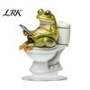 Acrylic Desktop Ornament Frog On Toilet Decor, 2D Funny Bathroom Shelf Figure, Cute Decorations Assembled Statue for Desk Living Room Office,