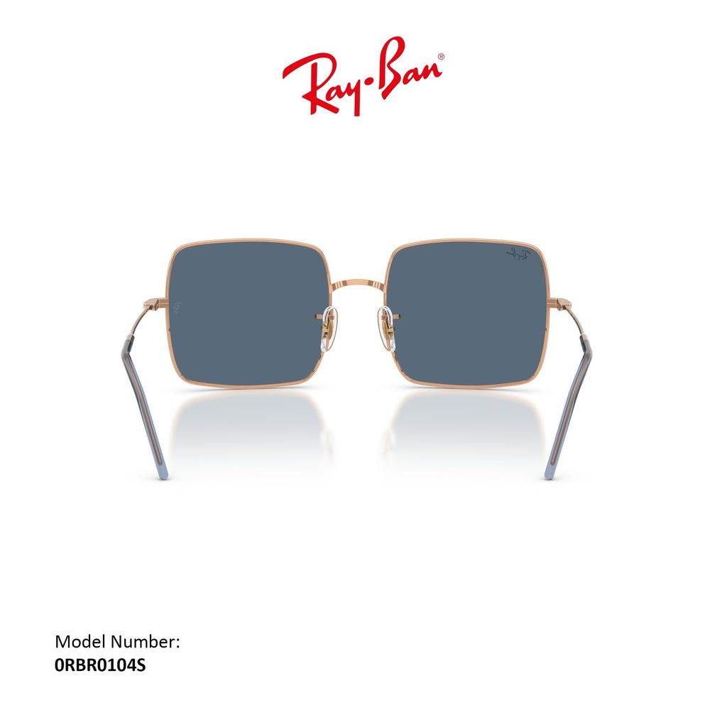 Square Reverse Rosegold Dark Blue Model Ray-Ban Sunglasses, 56mm, 0RBR0104S, Women's.