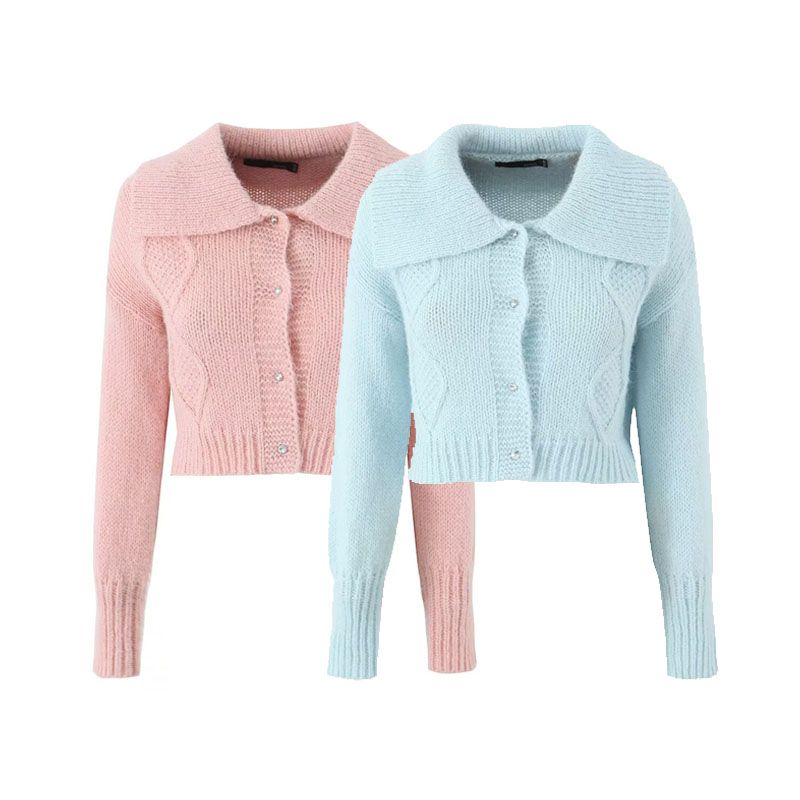 Za Export New Arrival Women's Clothing ZR Fashion Style Fashionable Loose All-Match Lapel Short Knitting Cardigan Sweater