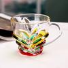 Hand Painted Glass Coffee Cup 175ml Artistic Tea Mug for Latte Coffee Heat-Resistant Glass Mug Literary Style Drinkware