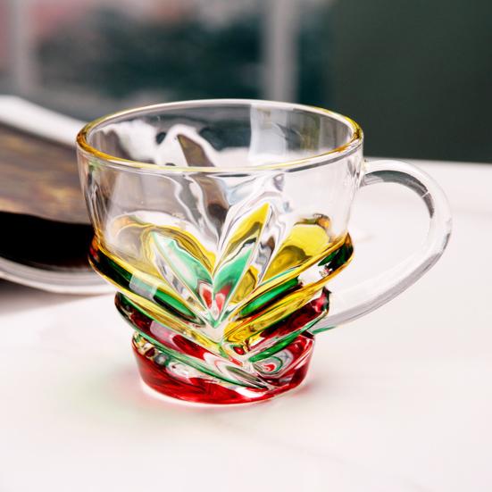 Hand Painted Glass Coffee Cup 175ml Artistic Tea Mug for Latte Coffee Heat-Resistant Glass Mug Literary Style Drinkware