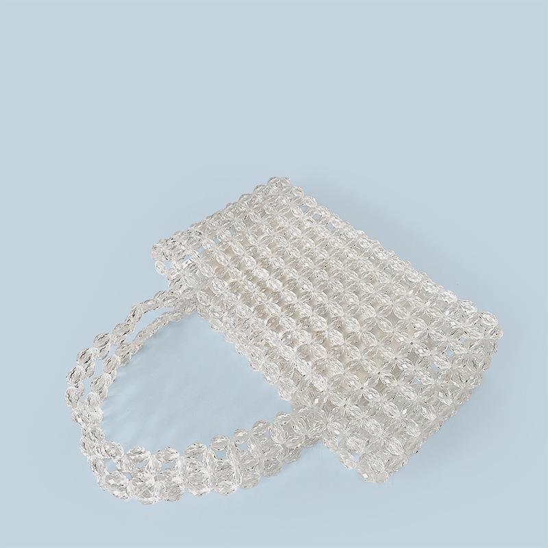 Handgefertigte transparente Damen-Tragetasche mit Kristallperlen