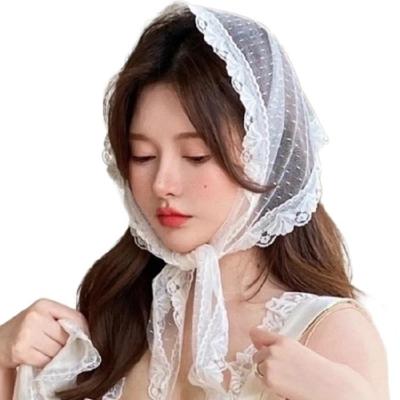 Atmungsaktive Haartücher mit gepunktetem Muster, niedliches Spitzen-Bandana zum Binden am Hinterkopf