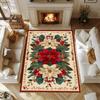 Christmas Poinsettia Floral Area Rugs Non-Slip Washable Carpet for Bedroom Living Room Rug Holiday Decor Floor Mat
