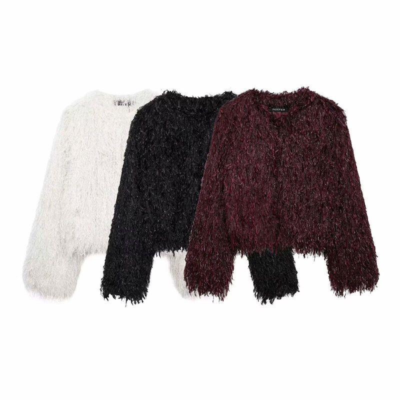 Kaslead New Arrival Women's Clothing Fashion Style Fashion Simple All-Match Long Sleeves Furry Coat 8551965 250