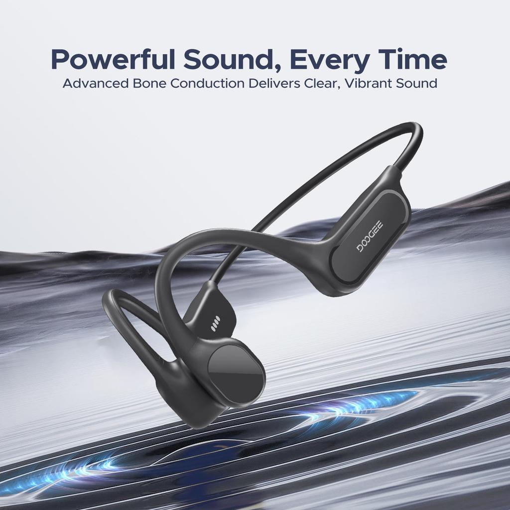 DOOGEE Bone Conduction Headphones IP68 Waterproof, 10H Running Headphones Bluetooth 5.4 Open Earphones 32GB MP3, Underwater Swimming,Fitness