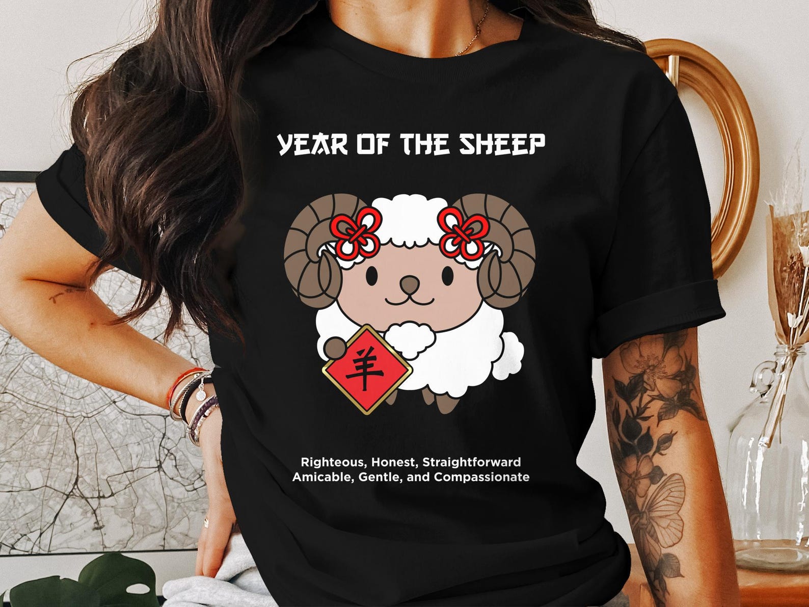 Cute Sheep Zodiac T-Shirt, Lunar New Year Celebration Shirt, Chinese New Year Sheep Design, Year of the Sheep Tee 4XL