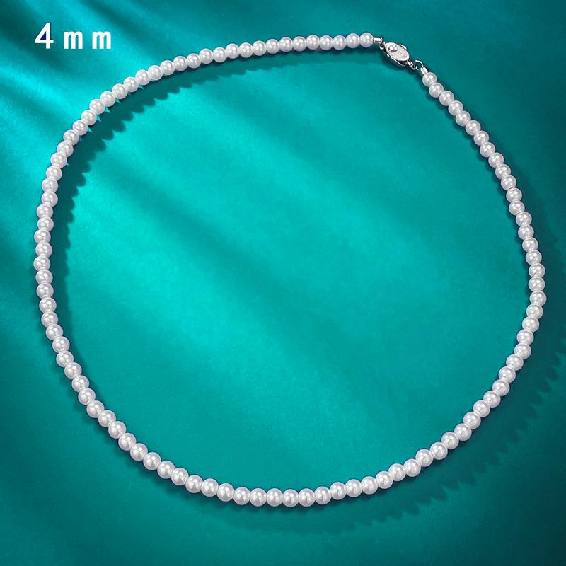Zhiyi Jewelry Elegant 8mm Vintage Pearl Necklace with French Chain