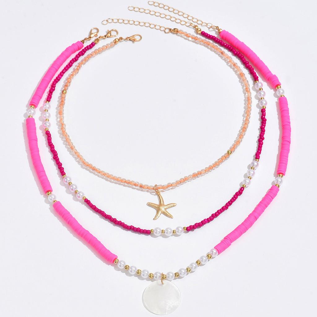 Bohemian Shell Necklace Set For Women Handmade Geometric Beach Jewelry Gift For Summer