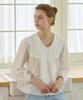 NONLOCAL V-Neck Shirred Lace Blouse - White