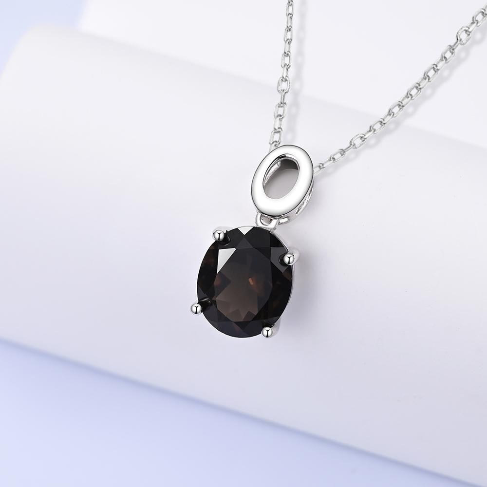 Ensemble de collier et boucles d'oreilles en argent pour femmes, Unique, tendance, énorme pierre de naissance fumée naturelle, bijoux parfaits pour les amoureux