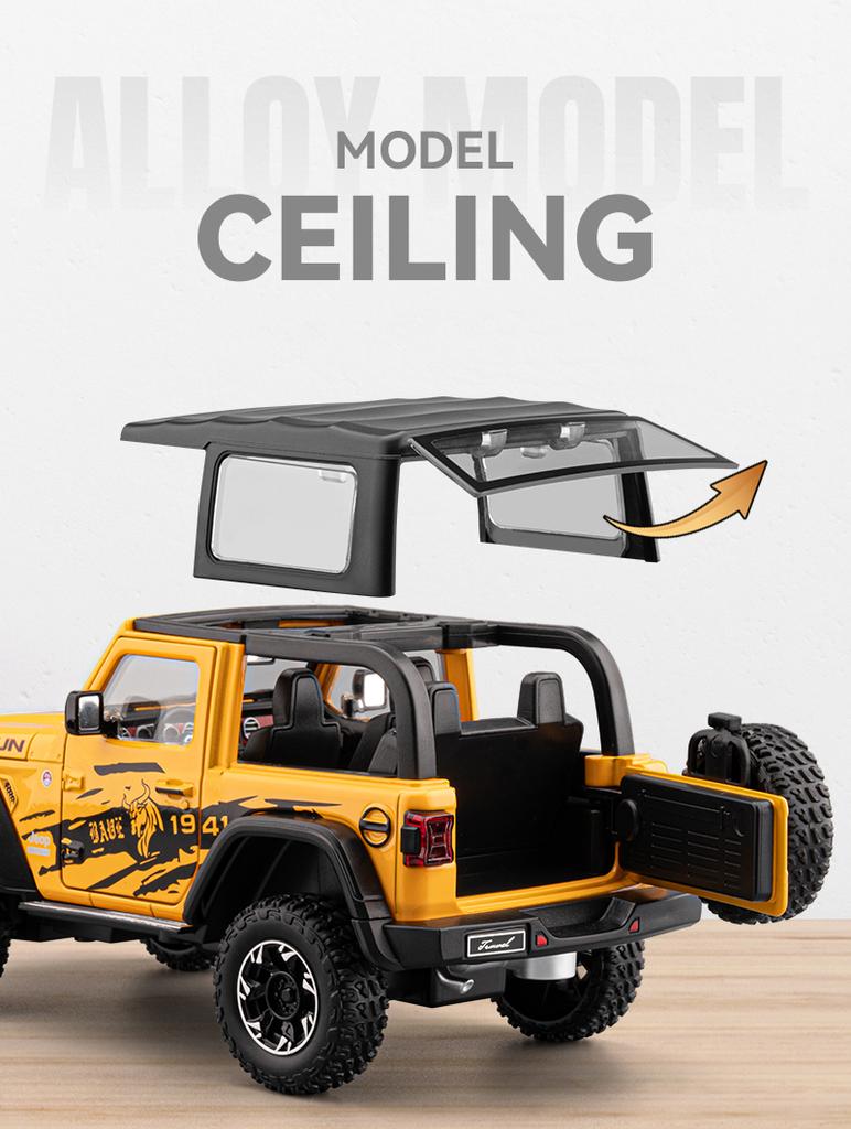 1/24 Jeep Wrangler Rubicon Off Road SUV Alloy Diecast Model Car Premium Home Trendy Toys Display Decorations Birthday Gifts Boy
