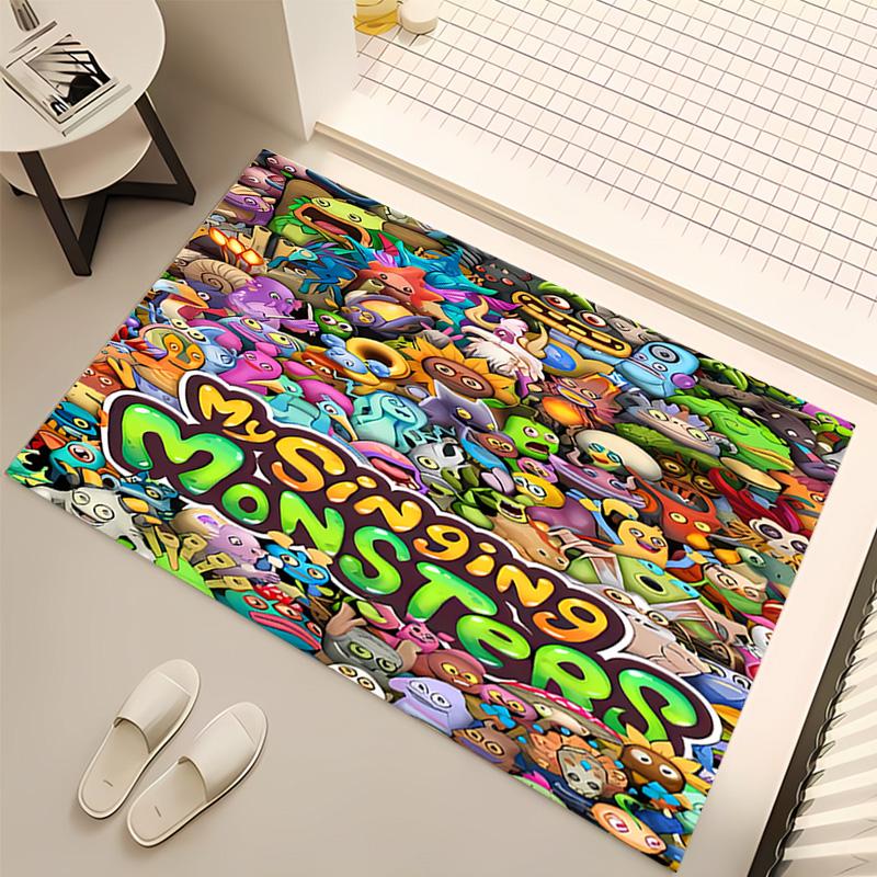 1pc My Singing Monsters Print Area Rug - Soft, Washable Non-Slip Indoor Mat, Living Room, Home Office Decorative Rug,Office Decorative