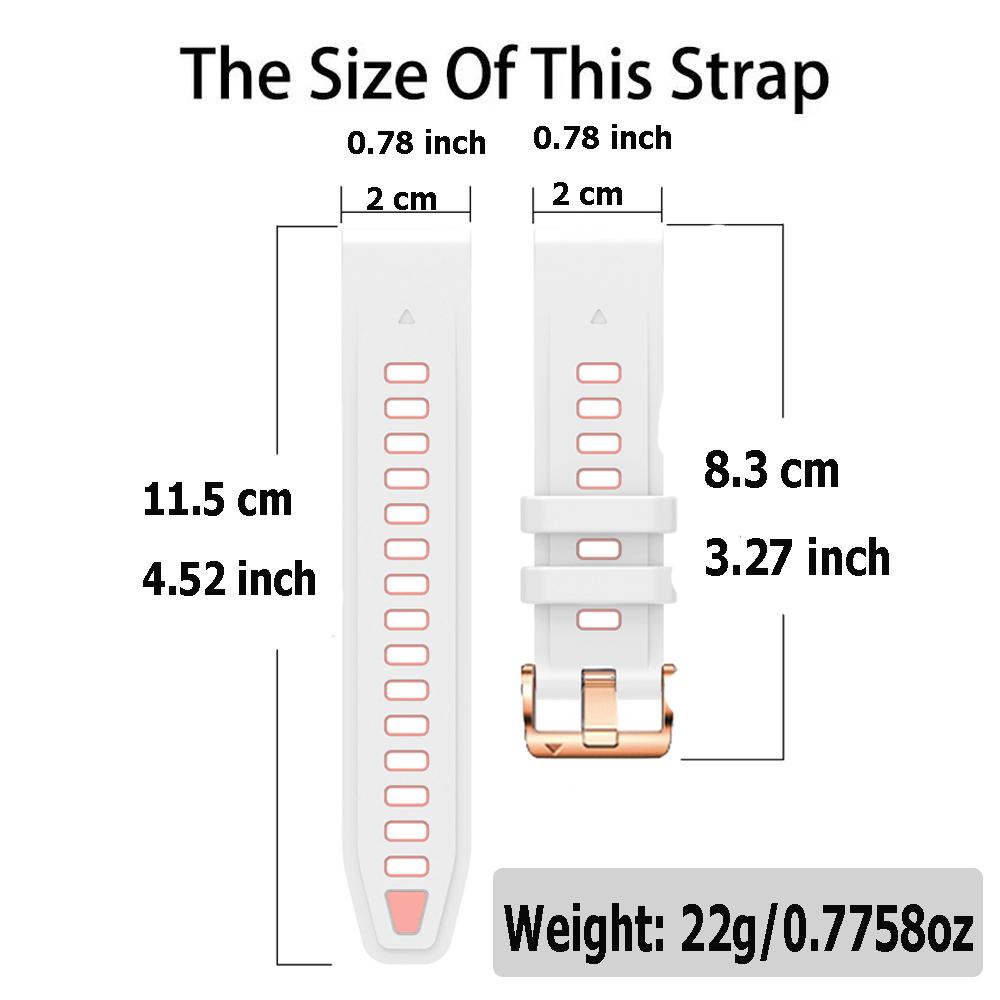 Quickfit 20mm Silicone Watch Band For Men And Women  For Garmin Watch Fenix 8-43mm Smartwatch Accessories Festival Watch Strap