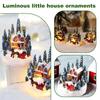 Christmas House Ornament Micro Landscape With LED Light Resin House Resort Decoration Night Light Lamp Sculpture For Xmas Gifts