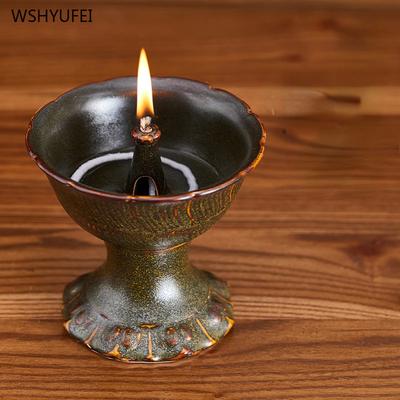 1 pz Lampada a burro in ceramica Forniture per tempio buddista tempio Società di legge fare offerte a Buddha soggiorno Decorazione per la casa benedizione