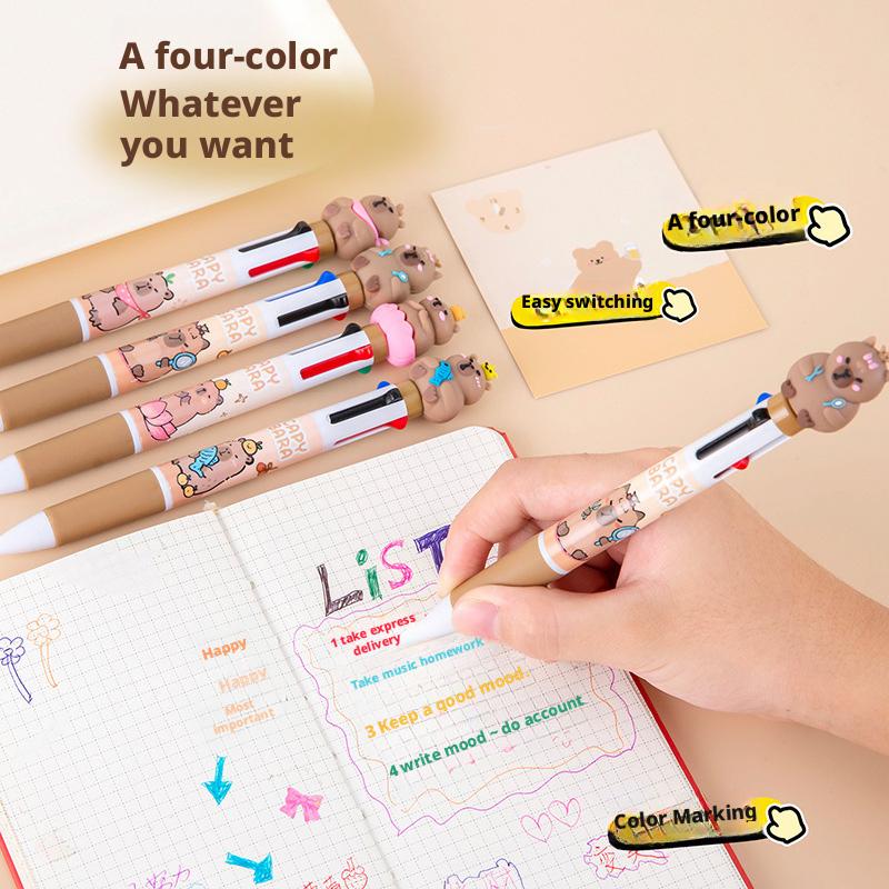10 Colors Ballpoint Pen Capybara 0.5mm Colorful Ink Gel Pens Silicone Kawaii Pens School Office Supplies Stationery Supplies