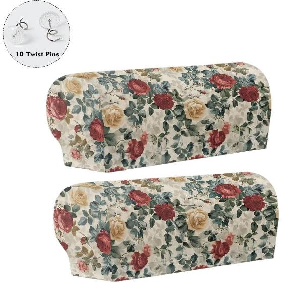 Arm Chair Covers - Set of 2, Slip Covers for Armchairs & Recliners, Integrated Twist Pin - Rose Red