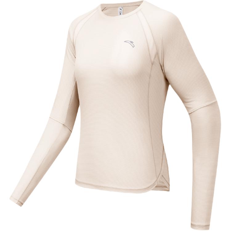 Anta Running Series Solid Color Round Neck Versatile Breathable Casual Long Sleeve T-Shirt Women Tops 962535403-7