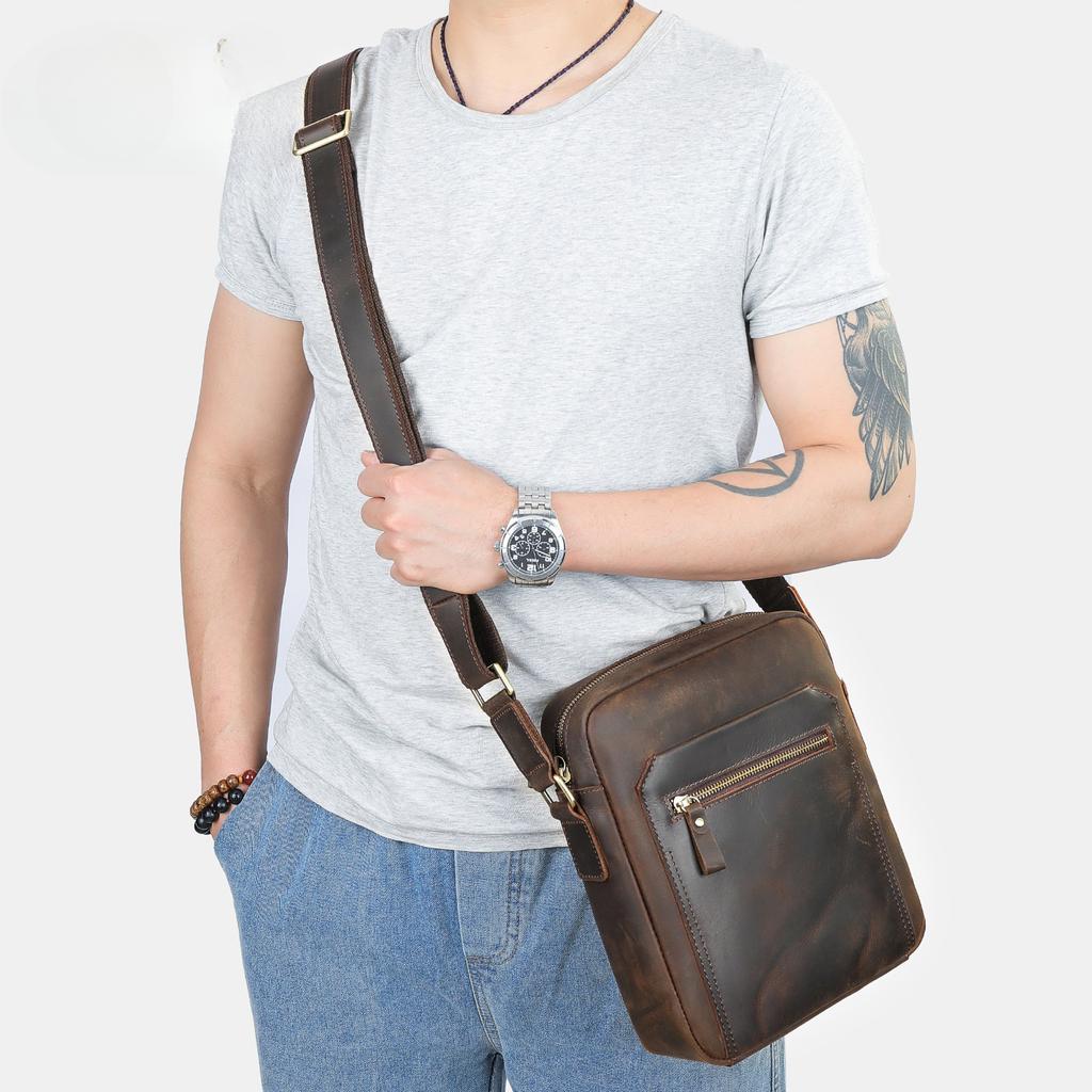Single-shoulder Bag, High-end Business Small Crossbody Bag, Outdoor Portable Genuine Leather Crossbody Bag