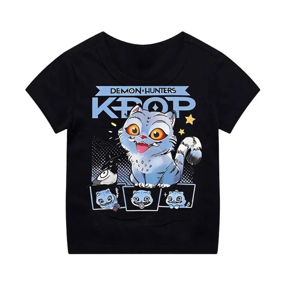 Kpop Lovci démonů Dětské oblečení Tričko s krátkým rukávem Roztomilé Kpop Lovci démonů Tygří Harajuku Tričko pro kluky a holky