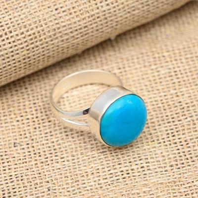 Tibetan Turquoise Gemstone 925 Sterling Silver Handmade Wonderful Jewelry Ring