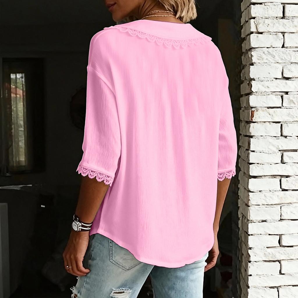 Women's Fashionable Three Quarter Sleeve Elegant Casual Top