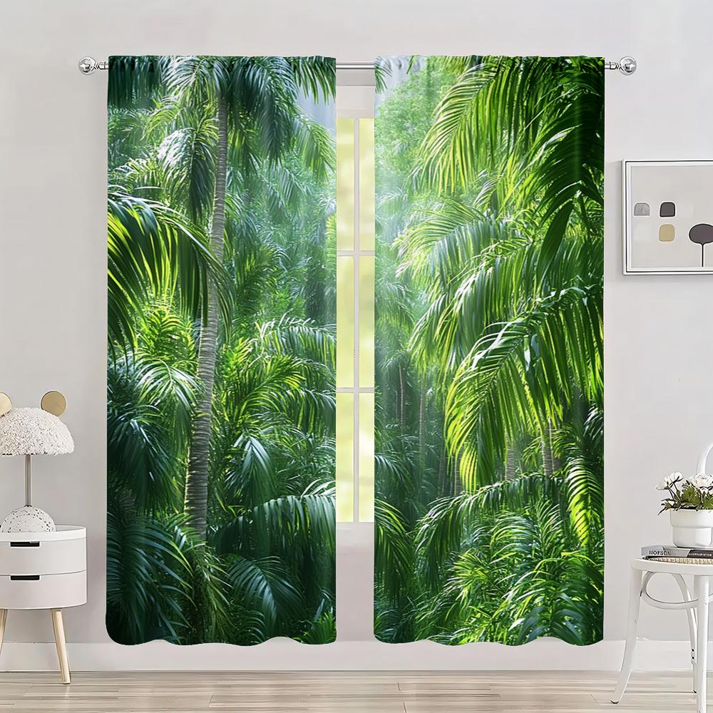 

Curtain Tropical Green Plant Versatile Polyester Without Electricity Festive Holiday College Dormitory Decoration W100*H70(CM)-Hooks&1PCS