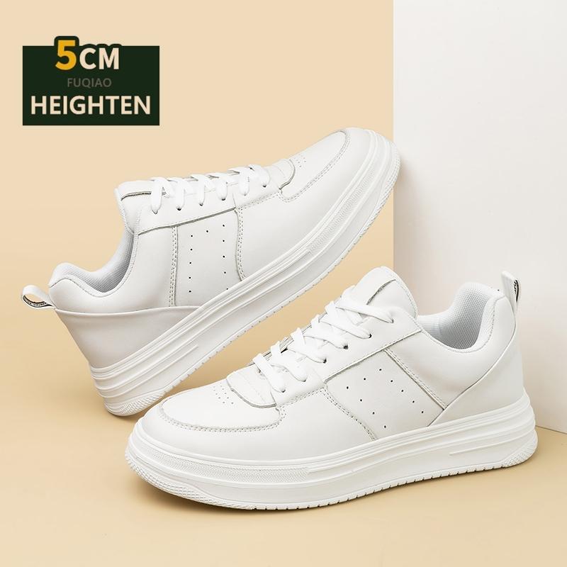 Nové boty pro zvýšení výšky pro muže Plochá/5cm Neviditelné tenisky s podpatkem Černá Bílá Kůže Sportovní Zapatillas De Hombre
