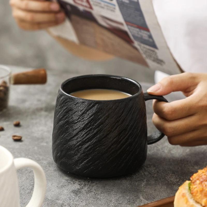 Stone Texture Ceramic Mug Large Capacity Solid Color Minimalist Design For Office Home Daily Coffee Tea Drinking Cup