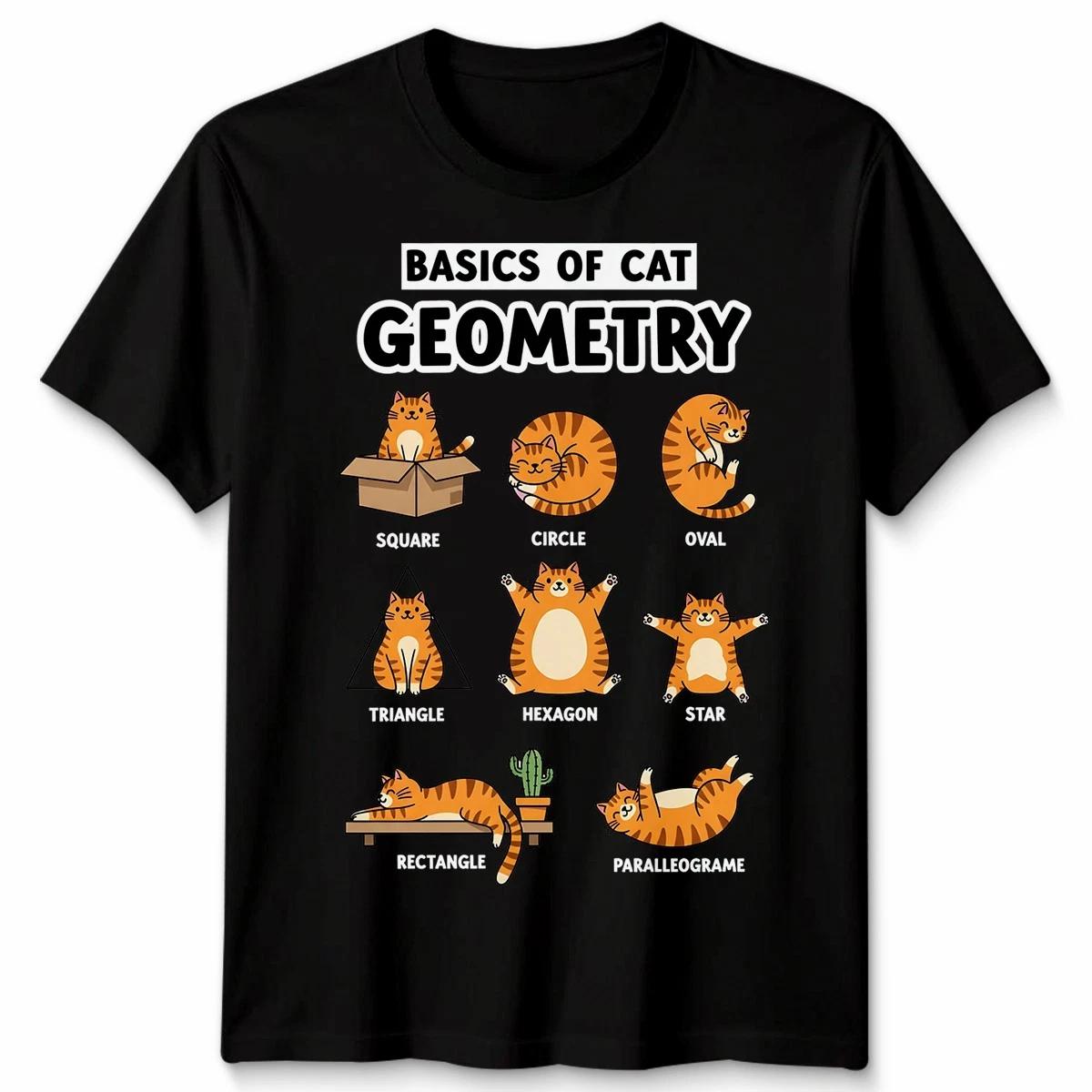 Cat Geometry Graphic Print Animal Meme Mens Womens Shirt Unisex Tee M