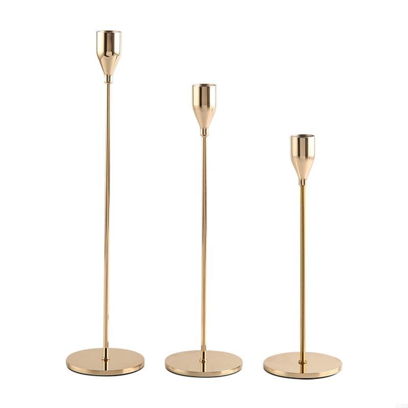 62KD Luxury Metal Holders Set of 3 Pillar Table Centerpiece Holder for Wedding Party Home Office Decoration