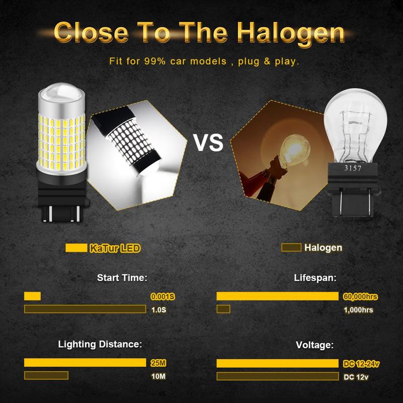 2pcs 1500 Lumens Xenon White 144-SMD 3157 3357 3457 4114 3156 T25 LED Bulbs For 2011-up Jeep Compass DRL Daytime Running Lights