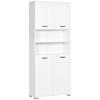 White Chipboard Bathroom Cabinet with 2 Cupboards with Doors and 2 Open Shelves, 80x33.5x190 Cm