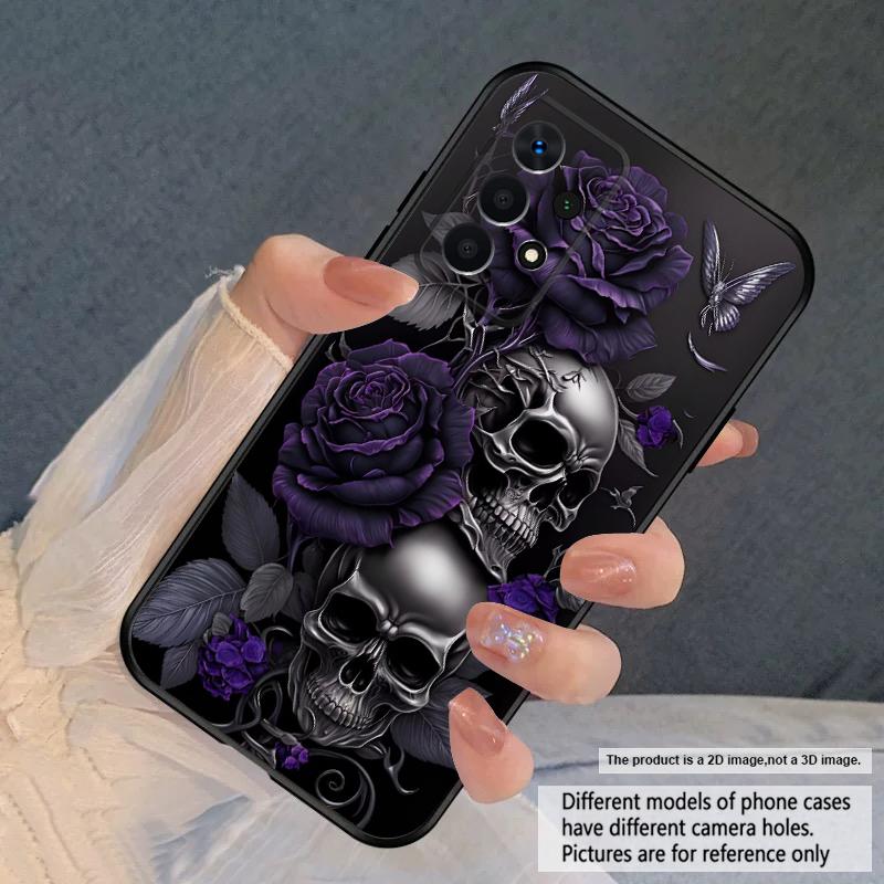 Lila Silverdödskalle För Samsung A03 Core A04 05 06 12 14 15 16 22 23 Galaxy 25 26 4G 34 35 52 53 56 71 73 90 5G mjukt mobilskal