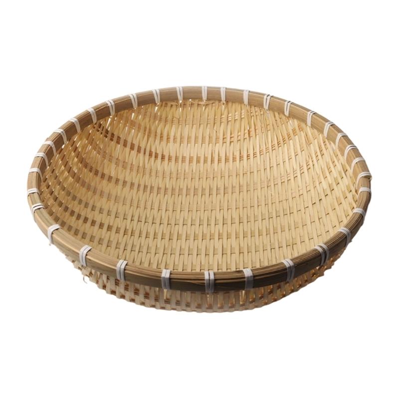 Natural Handwoven Bamboos Storage Basket for Multipurpose Kitchen Use Fruit and Nut Container with Nonslip Bottom