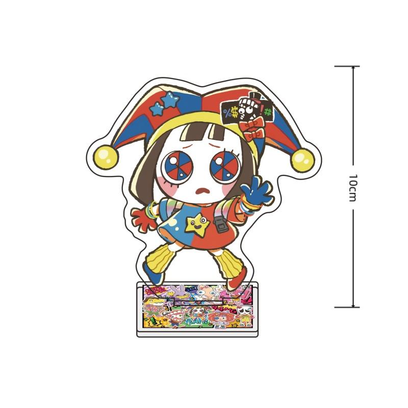 Digital Theme Cartoon Acrylic Stand Keychain Purple Bunny Red Nose Clown Desk Decor Cute Collectible Toy Gift for Fans