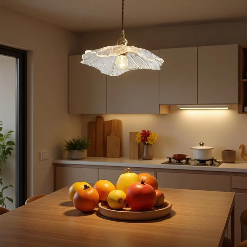 Clear Glass LED Hanging Lights Fixtures Kitchen Stairway Bedroom Copper Modern Pendant Lamp Knob Switch Hanglamp