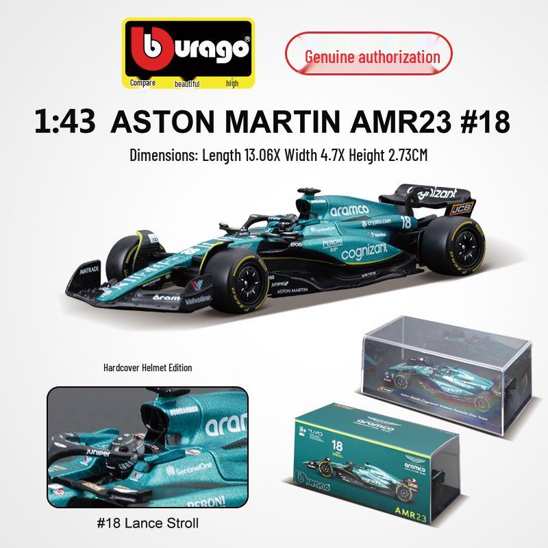 

Ббураго 1:43 Модель автомобиля из сплава Aston Martin F1 2023 Гоночная симуляция