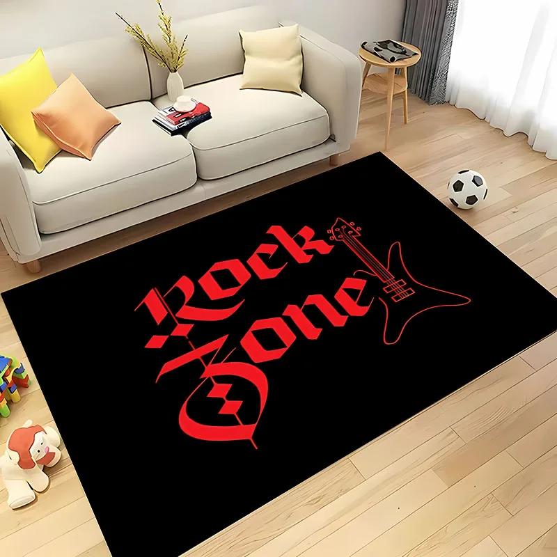 3D Printing Classic Rock Music Area Carpet for Living Room Cartoon Children's Bedroom Sofa Doormat Floor Rug Anti-slip Decor Mat