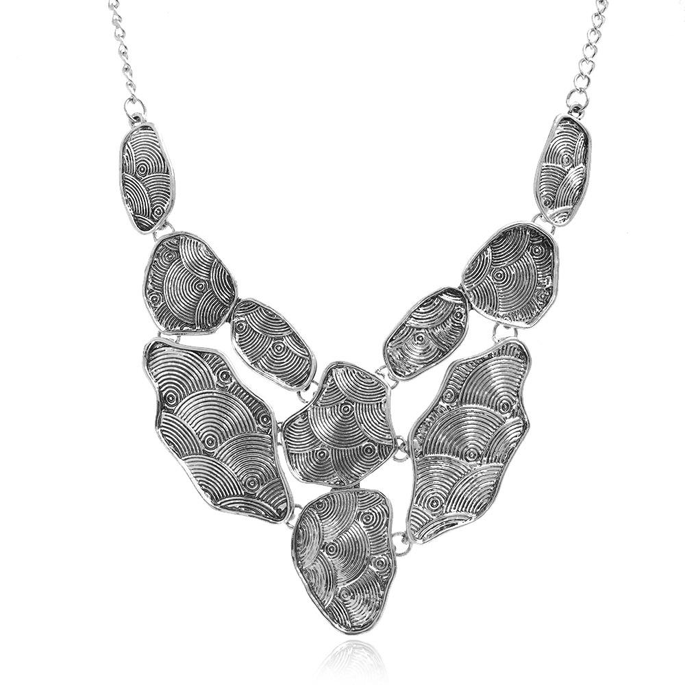 

Крупная металлическая цепочка на ключицу, ожерелье из сплава с неровными полосками, цепочка для свитера с бахромой.