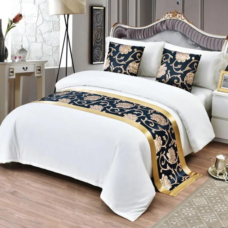 Chinese Style Fashion High Quality Bed Flag Hotel Cupboard Table Runner Decor for Home Parlor Wedding Room No Pillowcase