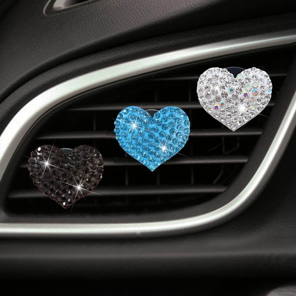 Heart-shaped Car Aromatherapy Clip Creative Rhinestone Car Air Conditioning Air Outlet Perfume Decoration Clip Car Accessories