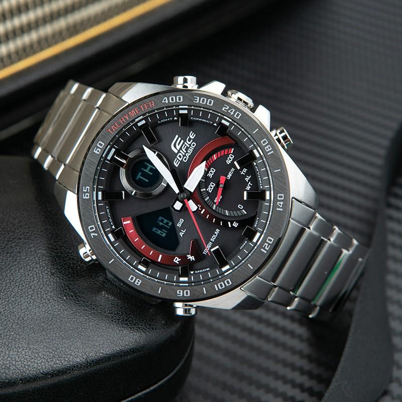 Casio EDIFICE Series Contrast Color Business and Casual Bluetooth Connection Solar Quartz Movement Stainless Steel Strap Japanese and ECB-900DB-1A